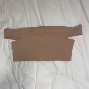 beige formal off the shoulder top